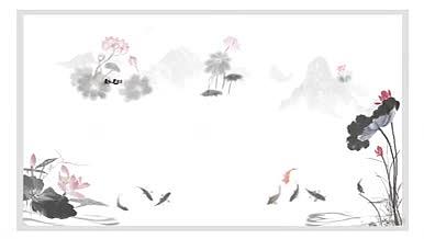 中国风荷花水墨古风字幕条清政廉洁艺术字视频的预览图